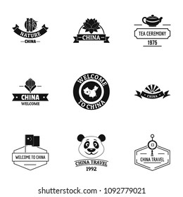 China land logo set. Simple set of 9 china land vector logo for web isolated on white background
