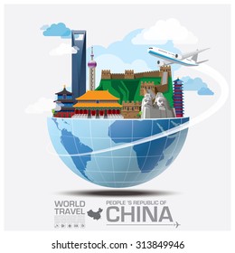 China Landmark Global Travel And Journey Infographic Vector Design Template