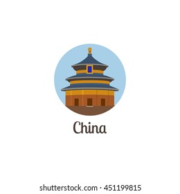 China landmark isolated round icon. Vector illustration