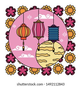 China lantern design, Culture asia traditional art famous oriental and landmark tratheme Vector illustration