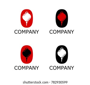 china lantern red black white logo design concept for company or community
