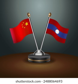 China and Laos table flags relation with gradient backgrund