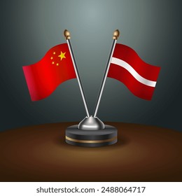 China and Latvia table flags relation with gradient backgrund