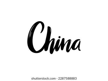 China Lettering. Handwritten Country name. Vector design template.