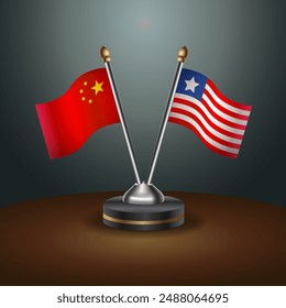 China and Liberia table flags relation with gradient backgrund