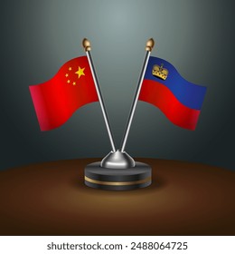 China and Liechtenstein table flags relation with gradient backgrund