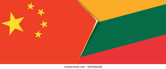 China and Lithuania flags, two vector flags symbol of relationship or confrontation.