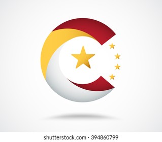 China logo design with twist material concept. vector stock.