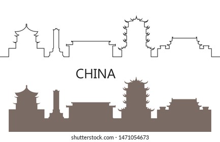 China logo. Isolated China  architecture on white background