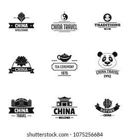 China logo set. Simple set of 9 china vector logo for web isolated on white background