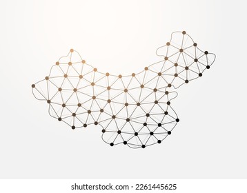 China low poly symbol with connected dots. China map design vector illustration. Country map polygonal wireframe Illustration for website design