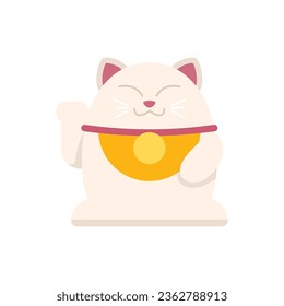 China lucky cat icon flat vector. Japan neko. Chinese animal isolated