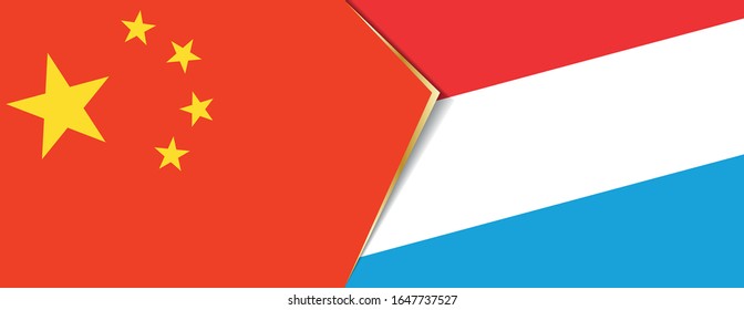 Banderas de China y Luxemburgo, dos banderas vectoriales símbolo de relación o confrontación.