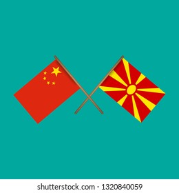 china and Macedonia crossed flags.Language learning or travel concept 