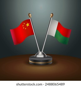 China and Madagascar table flags relation with gradient backgrund