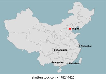 Shenzhen On World Map China Main City Distribution Position Stock Vector (Royalty Free) 498244420  | Shutterstock