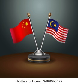 China and Malaysia table flags relation with gradient backgrund