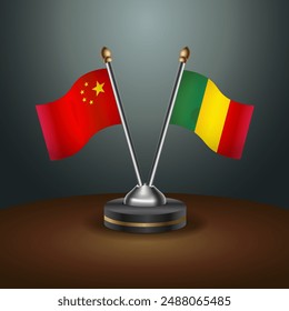 China and Mali table flags relation with gradient backgrund