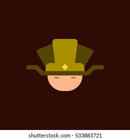 China man head Vector illustration of Chinese new year celebration in flat style Chinese man face in traditional headdress