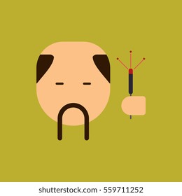 China man with mustache Vector illustration of Chinese new year celebration in flat style Chinese man with sparkler
