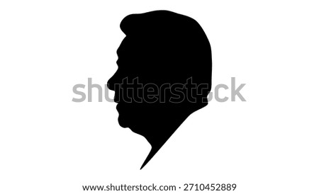 china man portrait, black isolated silhouette