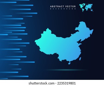 Mapa de China con tecnología de fondo azul abstracto.
