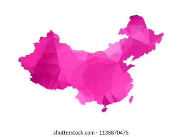 china Map - Abstract geometric rumpled triangular low poly style gradient graphic on white background , line dots polygonal design for your . Vector illustration