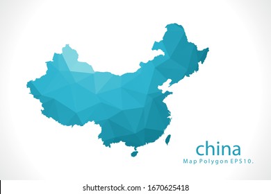 china Map Abstract geometric rumpled triangular low poly style gradient graphic on white background