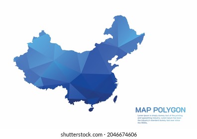 China Map Abstract geometric rumpled triangular low poly style gradient graphic on white background