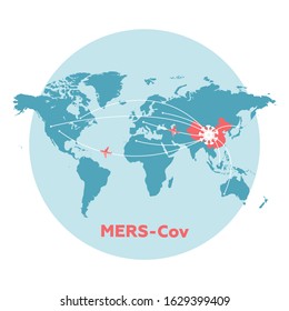 China map, arrows, floating influenza virus cells. 2019-nCoV. China pathogen respiratory coronavirus 2019-nCoV. Flu spreading of world, Dangerous chinese ncov corona virus, SARS pandemic risk alert