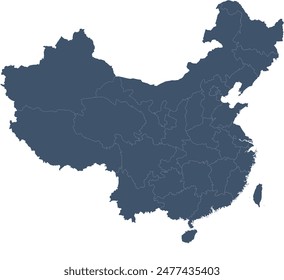 China Map in Asia Lambert Conformal Conic in single color