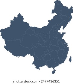 China Map in Asia North Albers Equal Area Conic in single color.