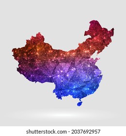 El fondo del mapa de China en estilo poligonal. Ilustración vectorial mapa de China aislado, de color y bajo polígono. EPS vectorial 10.