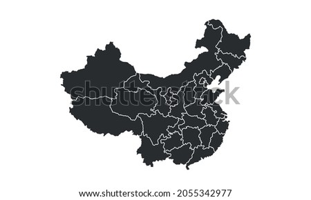 China map background with regions. China map isolated on white background. Vector illustration