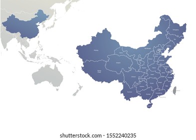 China Map. Background Vector Of Chinese Boundary