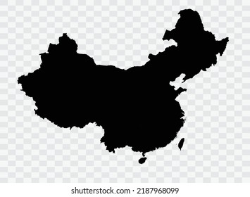 China map black Color on Backgound png  not divided into cities