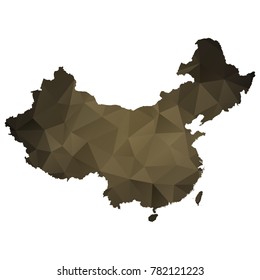china map - Black, gold, geometric rumpled low poly style gradient graphic background, polygonal design for your. Vector illustration eps 10.