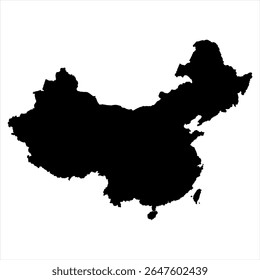 China Map - black World Map International vector template with High detailed isolated on white background - Vector