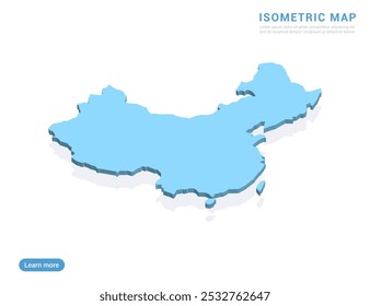 China mapa azul sobre fundo branco com vetor isométrico.