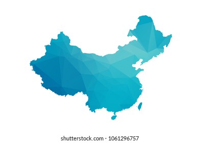 China Map Blue Vector Illustration Polygonal Stock Vector (Royalty Free ...