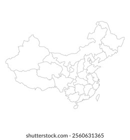china map border province area outline vector design on white background