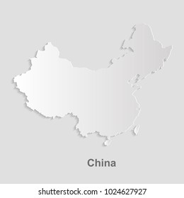 China map card paper 3D . Cut isolated on a white background. Vector illustration.