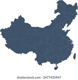 China Map in CGCS2000 Gauss-Kruger GK Zone 16 in single color