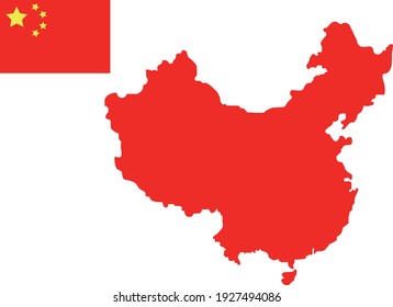 China Map Chinese Flag Red