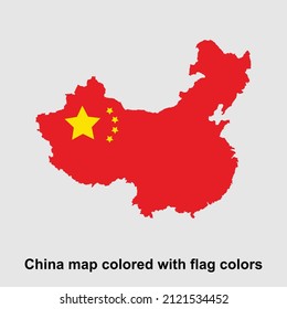 China map colored with flag colors isolated vector illustration
