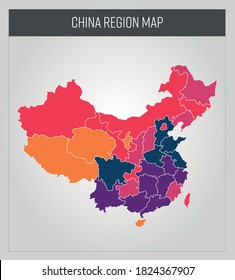 mapa de china, mapa colorido en vector