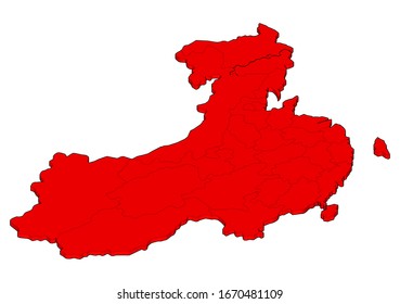 China map contour vector illustration