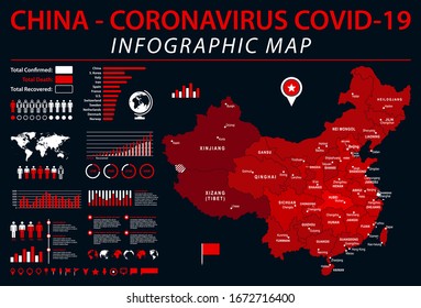 China Map - Coronavirus COVID-19 Infographic Vector