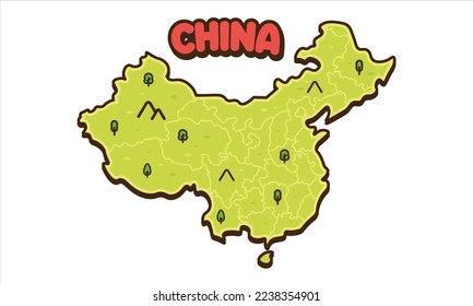 China map country vector icon cartoon illustration