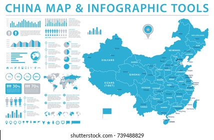 China Map - Detailed Info Graphic Vector Illustration - Shutterstock ID 739488829